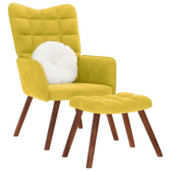 VidaXL Chaise de relaxation avec tabouret jaune velours, chaise, chaise de salon, fauteuil relax, chaise longue, siège de 4016828