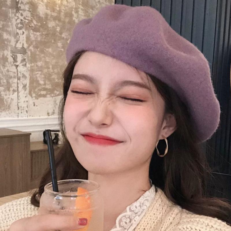 Damen-Wollmütze im französischen Künstlerstil, warme Wintermütze, Retro-Uni-Baskenmütze, einfarbig, elegante Dame, alle passenden Herbstmützen