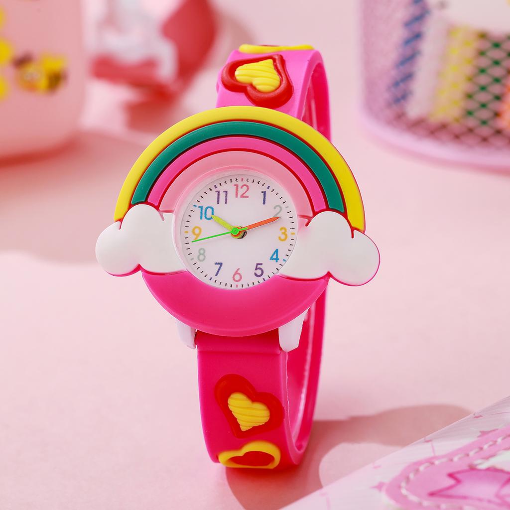 Neue Kinder-Regenbogen-Cartoon-Muster-Silikon-Quarzuhr für Mädchen und Schüler