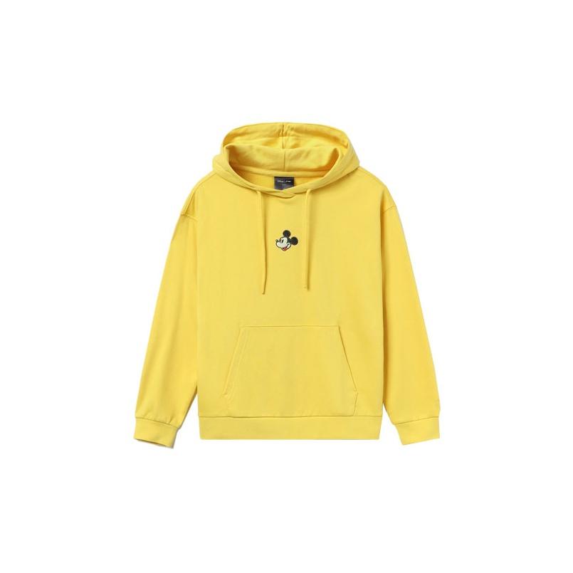 Li Ning X Disney Collaboration Sports Fashion Series Mickey Embroidered Hoodie Women hoodies Milk-Candy-Yellow AWDR326-2