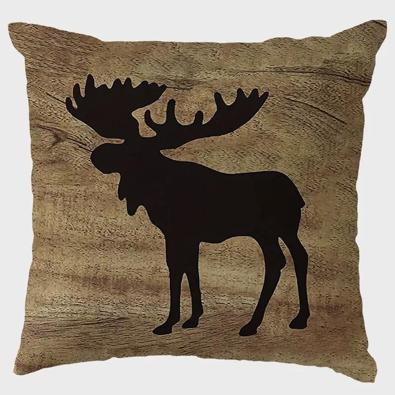 1pc Decorative Throw Pillow Cover Modern European Retro Deer HeadSingle Side Printing Decoration Home Sofa Car Cushion Cover