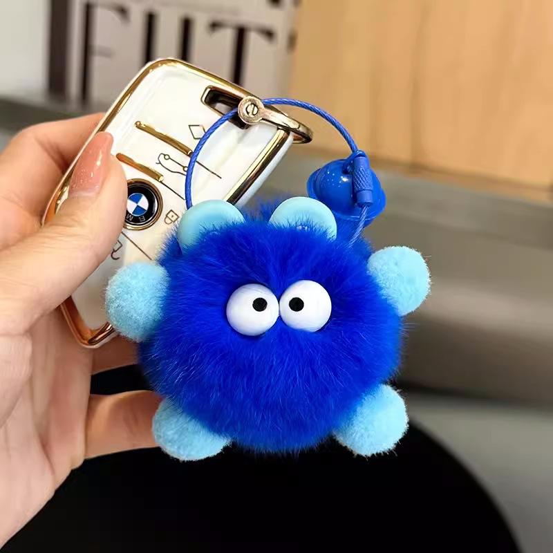 Imitation Rex Rabbit Fur Keychain Plush Pendant Trinkets Plush Briquettes Bag Car Pendant Key Chain