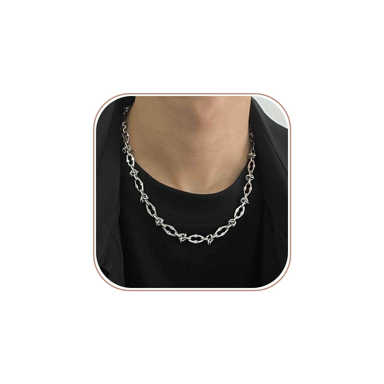 

[Pancert] Men s Snake Necklace - Popular, Hypoallergenic, Chain Only, Silver, Stylish, Surgical Stainless Steel, Simple, Everyday Wear, Men s Necklace