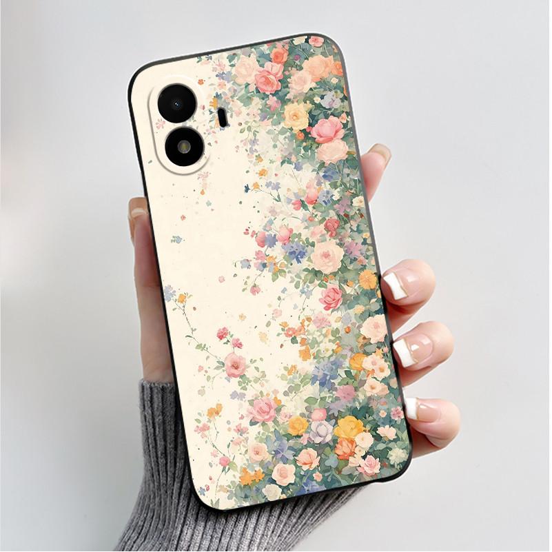 Husă de telefon imprimată pentru TCL K70 SE (T453D) Huse Capă Silicon Moale Negru Carcasă Flori Drăguțe Desene Animate Carcasă Coque