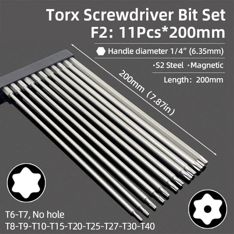 50/75/100/150mm Security Tamper Proof Magnetic Screwdriver Set Drill Bit Screw Driver Bits Hex Torx Flat Head 1/4" Hand Tools