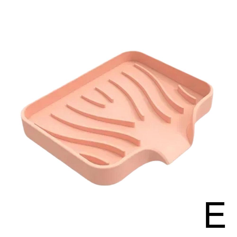 Silicone Kitchen Sink Tray Soap Storage Holder With Drain Anti-slip Creative Washing Table Soap Tray Free Punch Drain Rack