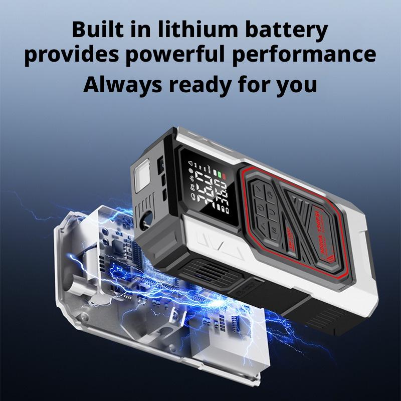 Latest Model High-Capacity Car Emergency Jump Starter with Built-in Tire Inflator, Portable Wireless Electric Air Pump