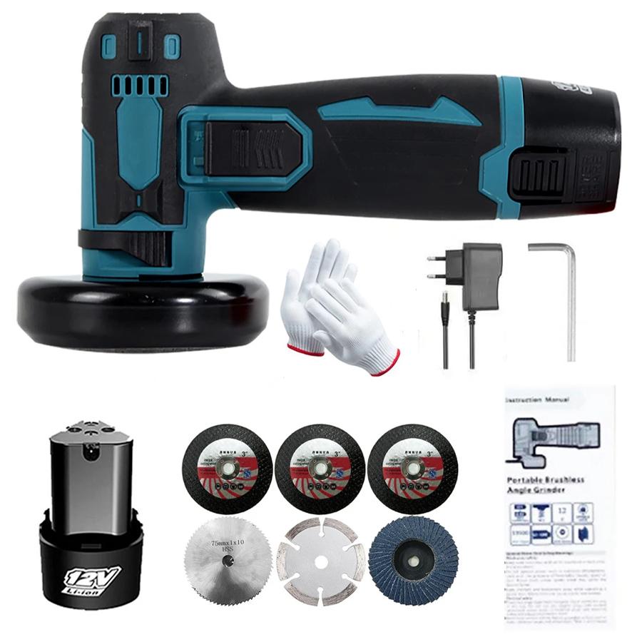 

19500 об/мин Мини угловая шлифовальная машина аккумуляторная полировальная шлифовальная машина электрическая аккумуляторная резка литиевая батарея электроинструмент