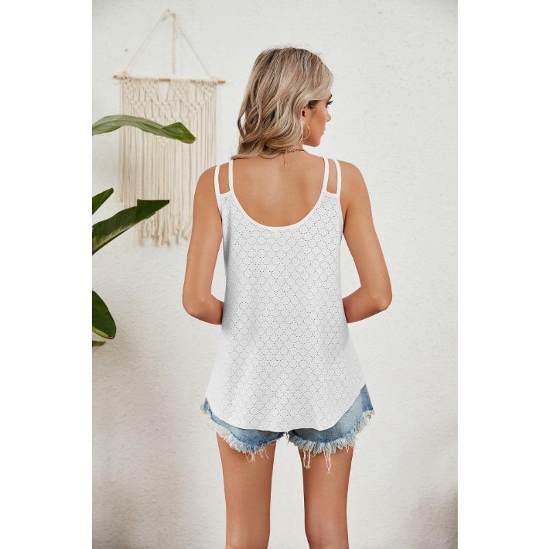 YYFS Women's Fashion Casual Summer Spring Solid Color Print Sleeveless V-Neck Blouses & Shirts