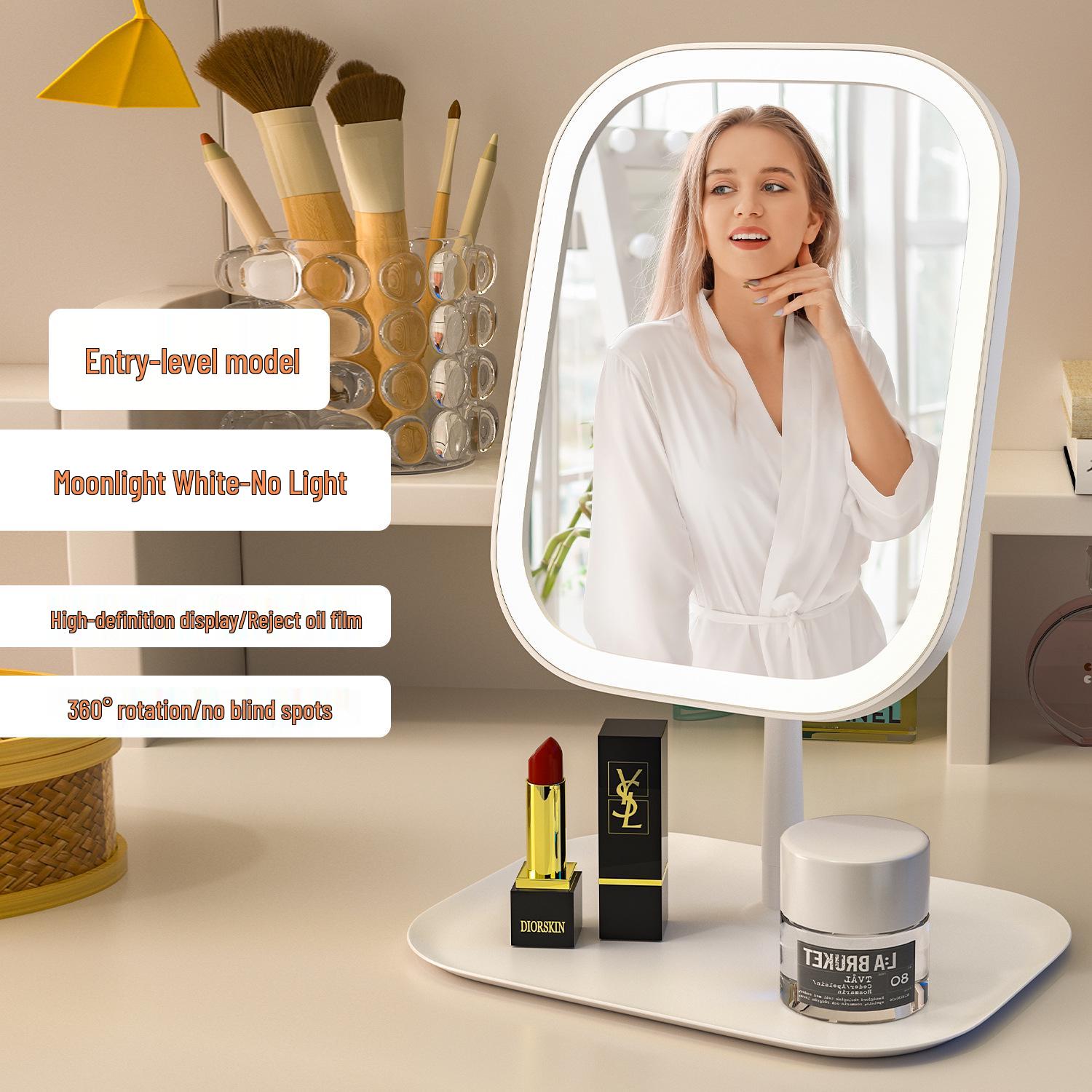 

Светодиодное зеркало для макияжа со складной подсветкой для женщин - Портативное, Стильное, Маленькое настольное зеркало для макияжа