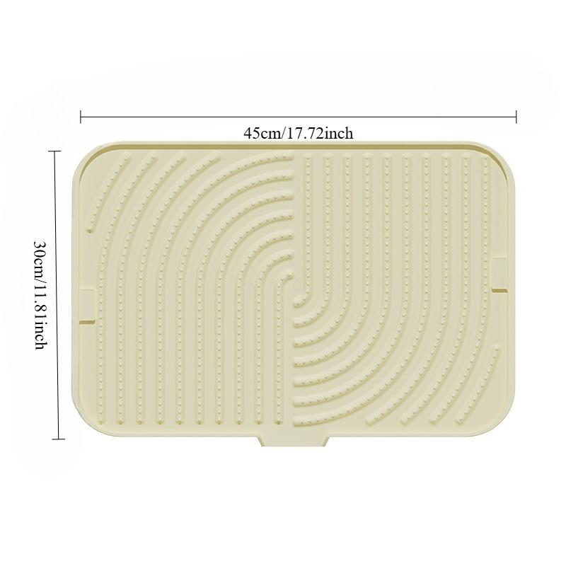 Silicone Dish Drying Mat with Built-in Drain Lip - Hygienic Drying Pad - Sturdy Compact Easy To Clean Tray Protects Surfaces