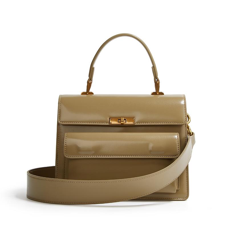 Leather Women's Bag, Fashionable and High-end Retro Briefcase, Commuting Handbag, One Shoulder Diagonal Cross Organ Bag