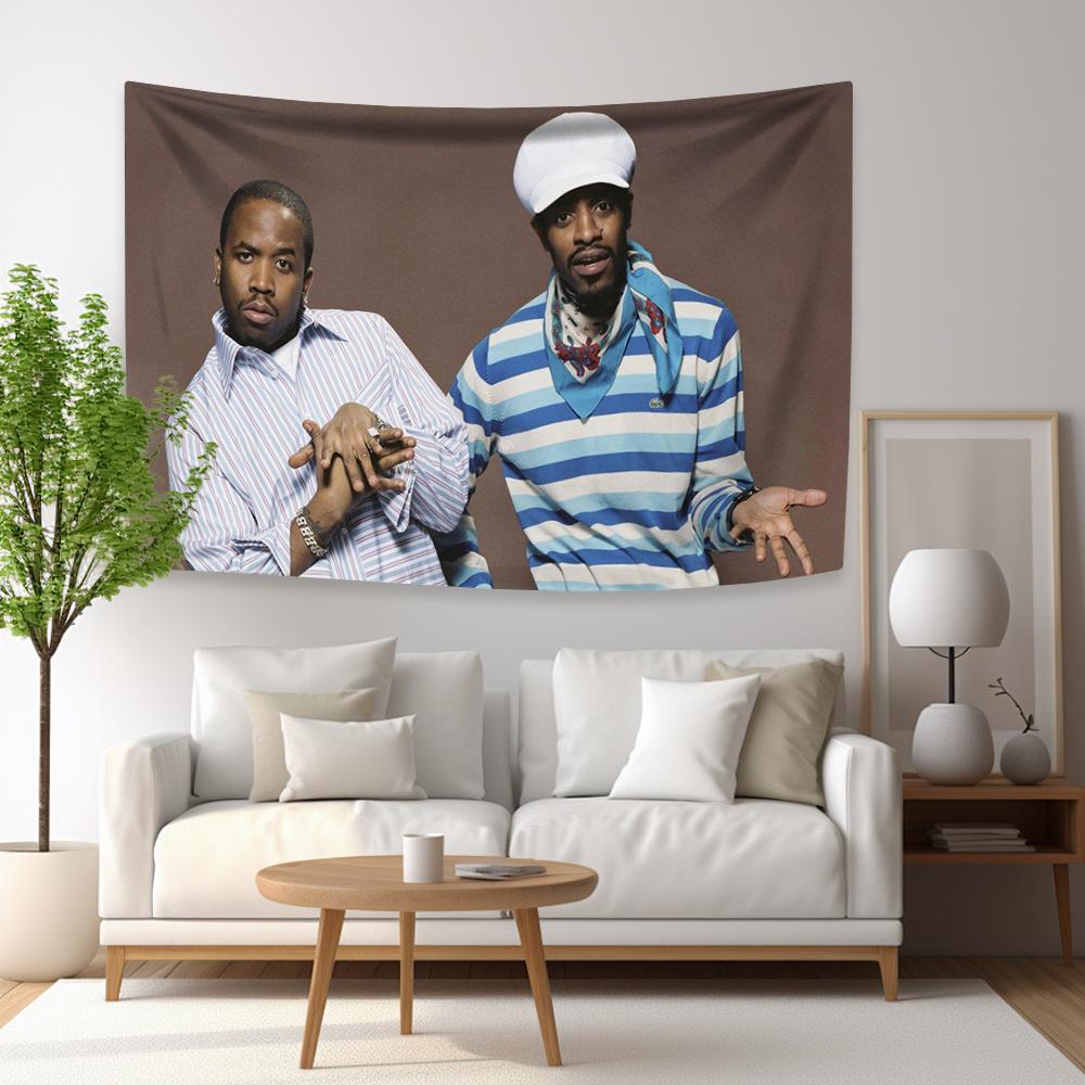 Rap Singer Tapestry OutKasts Album Cover Printed Flag Wall Hanging Background For Bedroom Indoor Outdoor Decor Concert Banner