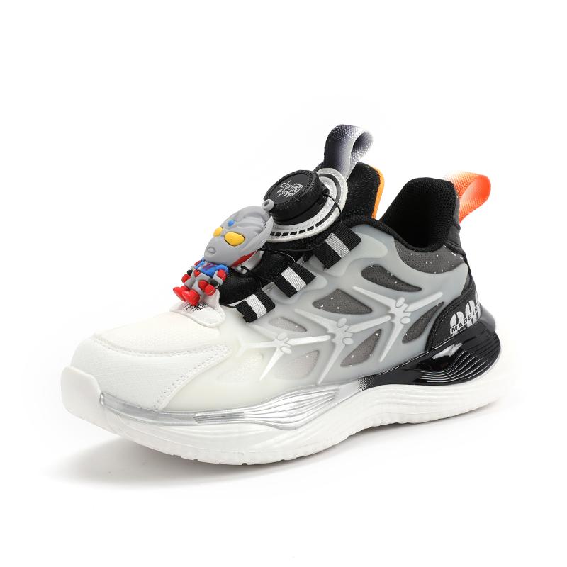 New leather running shoes for teenagers with rotating buttons student casual non-slip cushioning sports shoes Daddy shoes