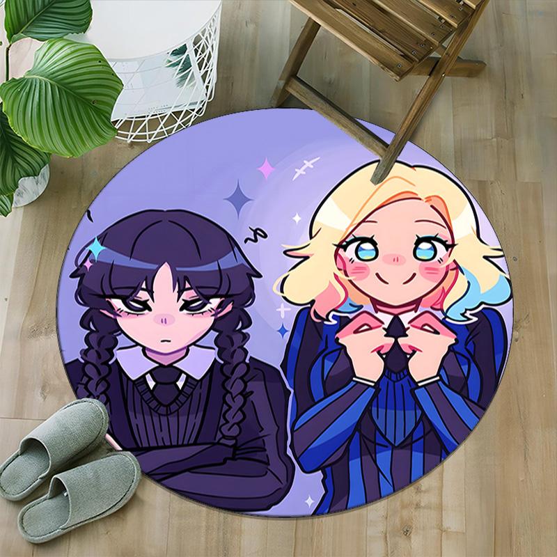 1pc Addams Family Wednesday7 Print Round Carpet Chair Round Carpet Suitable for Bedroom Living Room Home Decorative Carpet