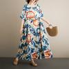 Short Sleeve Plus Size Cotton Vintage Floral New In Dresses for Women Casual Loose Long Summer Dress