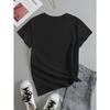 Europeiska storlekar Dam Casual Svart T-shirt med Livfullt Lavendel & Lila Blommönster - Kortärmad, Rundhalsad, Vår/Sommar Topp