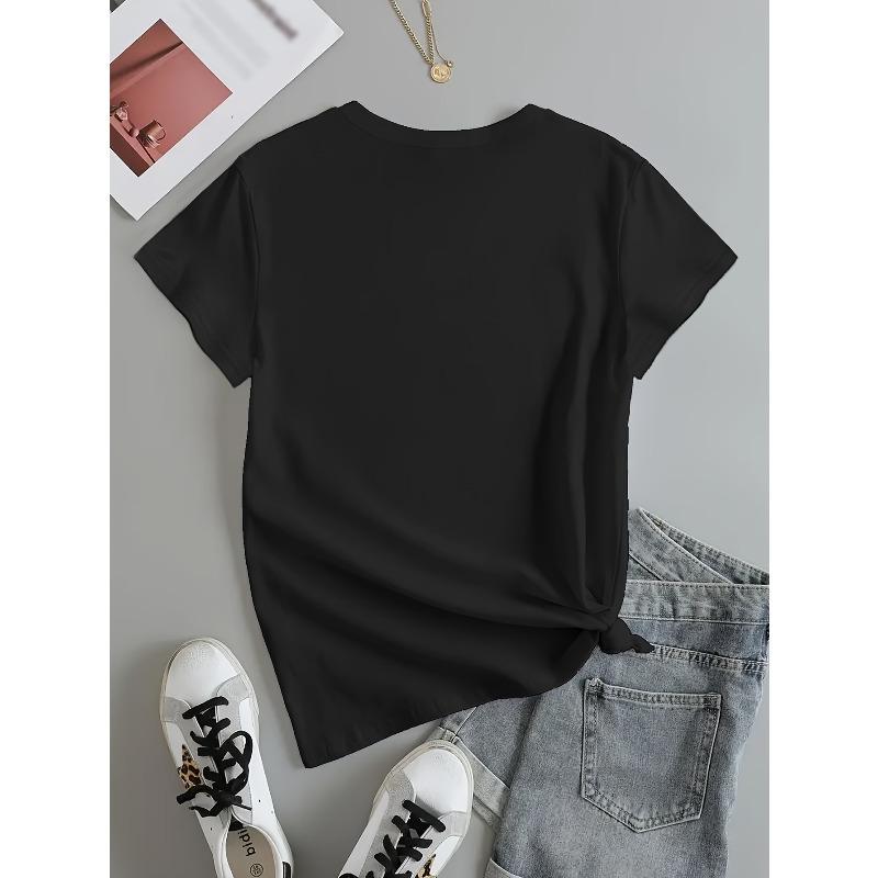 Europeiska storlekar Dam Casual Svart T-shirt med Livfullt Lavendel & Lila Blommönster - Kortärmad, Rundhalsad, Vår/Sommar Topp