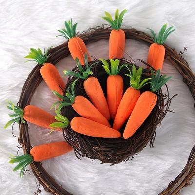 12Pcs Creative Mini Easter Carrots Handmade DIY Craft Artificial Foam Carrot Decorative Realistic Easter Carrot Pendant