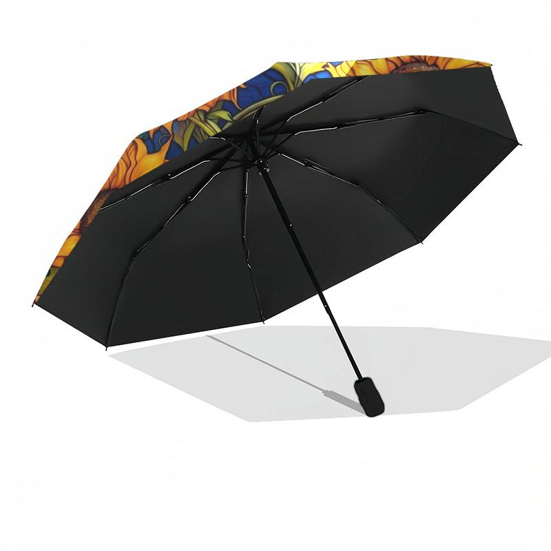 1pc Sunflowers, Moon, Stained Glass Umbrella with Plastic Handle,Compact & Stylish,Suitable for All Seasons YS331093