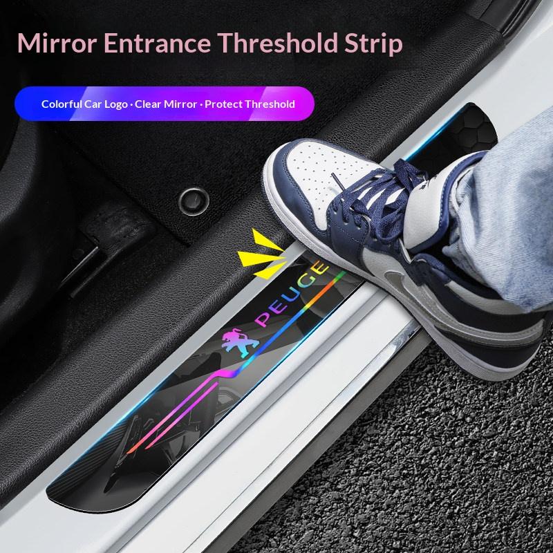Car decorative laser door sill protection sticker is suitable for Peugeot 206 207 208 301 307 308 406 407 408 508 YYY 607 2008 3008
