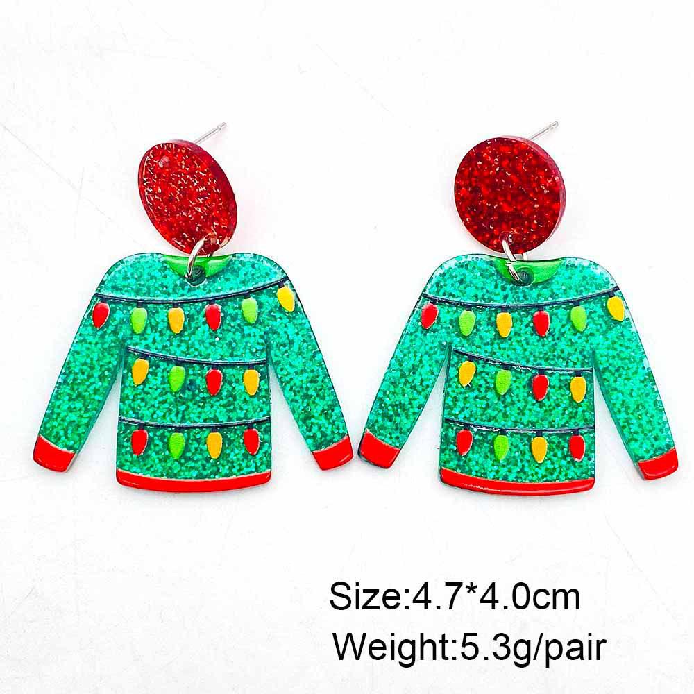 Christmas Acrylic Earrings: Red Sweater, Fairy Lights, Penguin & Santa Claus Dangles