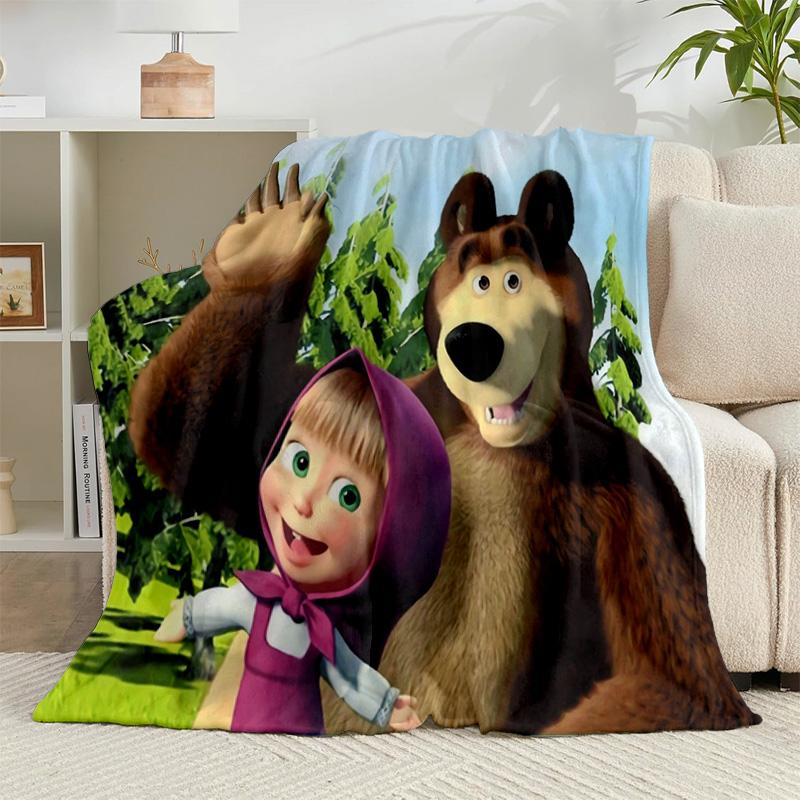 1PC Bear In Spring Flannel Blanket Gift, Suitable for Both Men And Women, Soft Ideal for Beds And Sofa, Birthday Or Christmas Gift