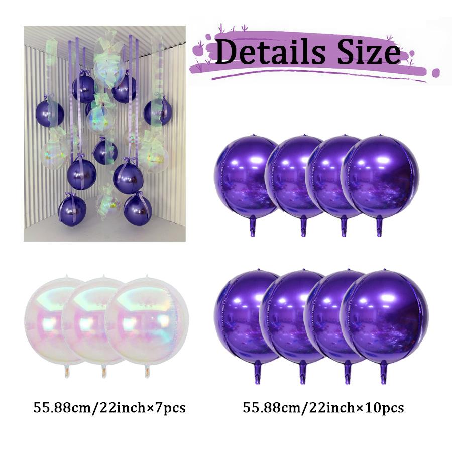 

Rainbow Colorful Round Aluminum Foil Balloon 4D Purple Balloon Holographic Balloon, Used for Birthday Shower Decoration Other