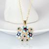 Elegant Little Blue Flower White Zircon Pendant Necklace For Women Party Wedding Engagement Jewelry Gift