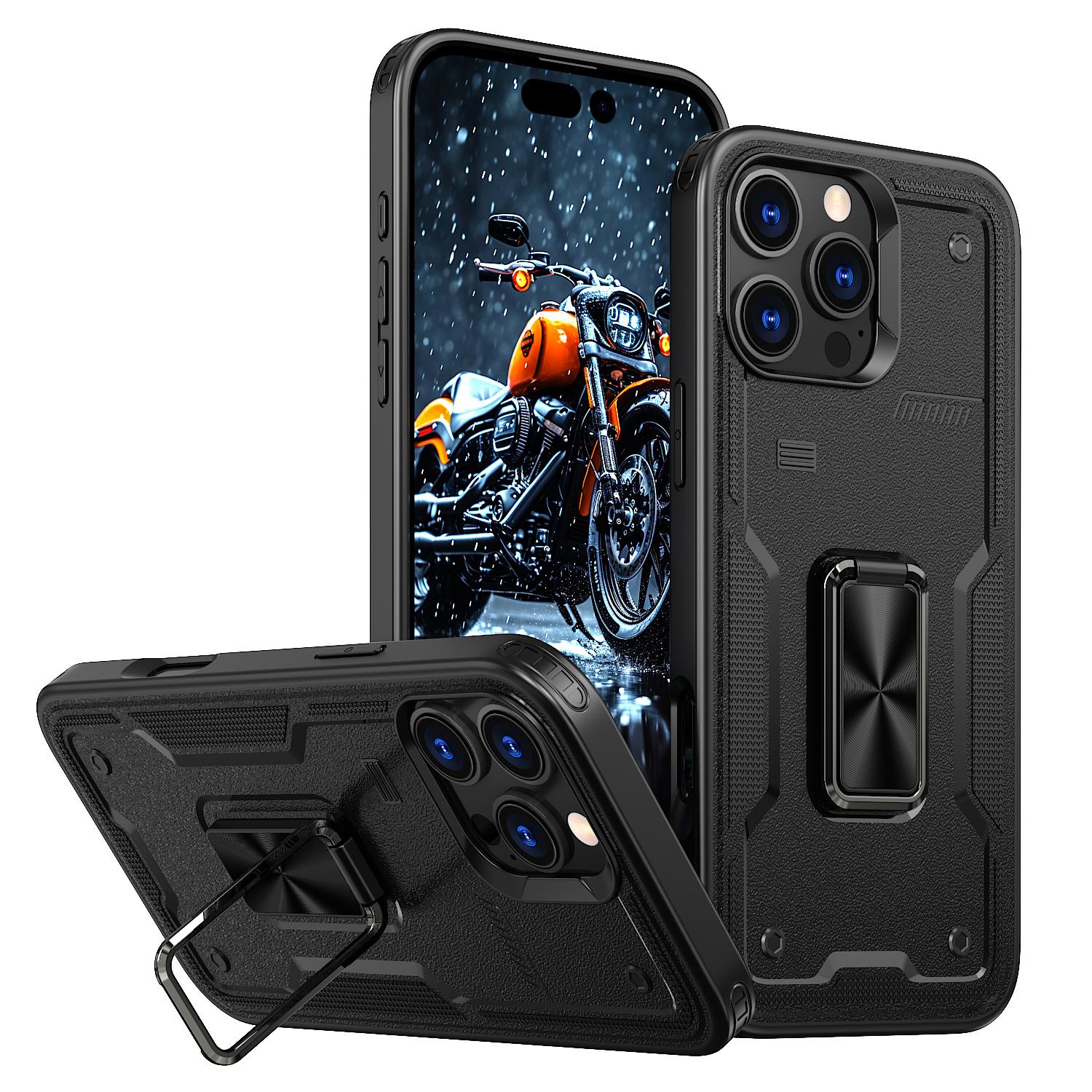 

New for Apple 16Pro Ring Phone Case Car Magnetic Bracket Full Pack Set Beer Anti Drop S25 Protective Cover (as the picture-35337-)-For iPhone 12