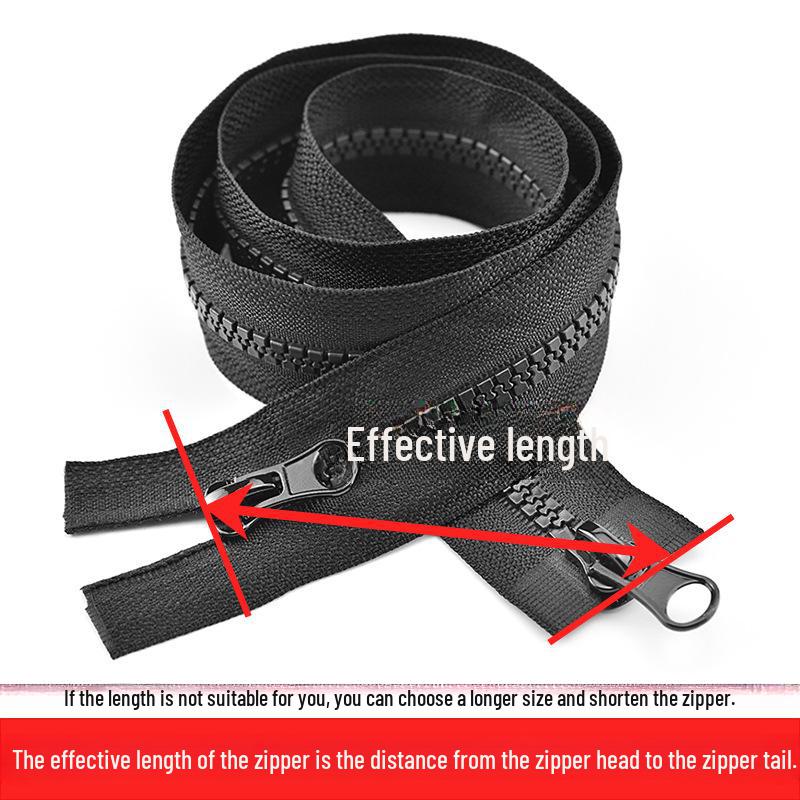 Black Double-Head Resin Zipper for Jackets – No. 5 Long Double-Opening