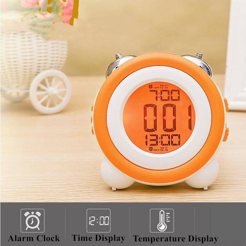 Digital Alarm Clock Time Date Display Double Bell Super Loud for Heavy Sleepers Dual Alarm Blue Backlight for Teens