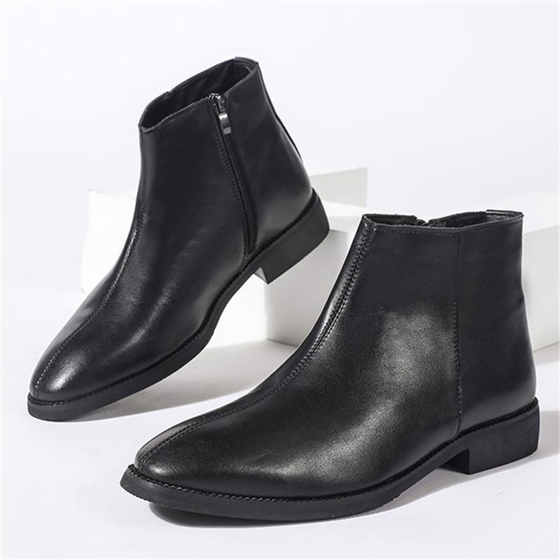 Fashion Retro Designer New Men's Pointed Patent Leather Casual Ankle Boot Male Winter High Tops Comfortable Shoes Zapatos Hombre