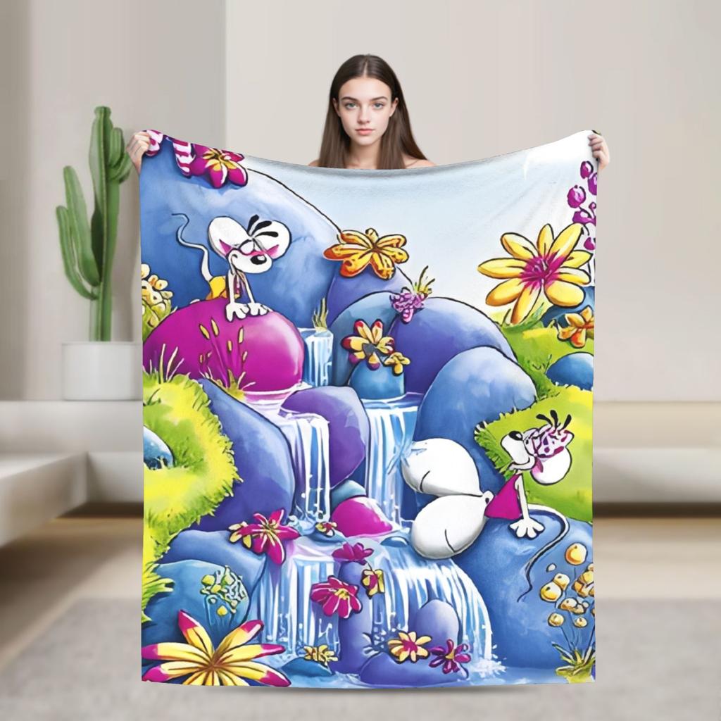 Funny Cartoon D-Diddls Knitted Blankets Coral Fleece Plush Diddl Warm Throw Blankets for Bedroom Sofa Bed Rug