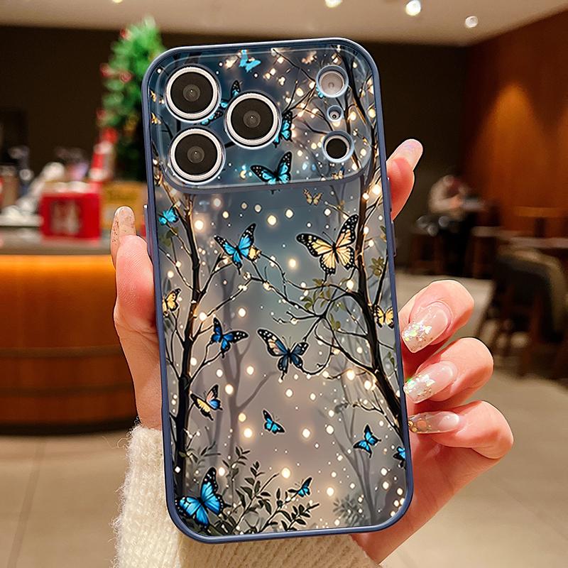 Magnetic For Magsafe Case For iPhone 17 Pro Max Glowing Fantasy Butterfly Pattern Skin Feeling Cover For iPhone 16 15 14 13 Pro Max