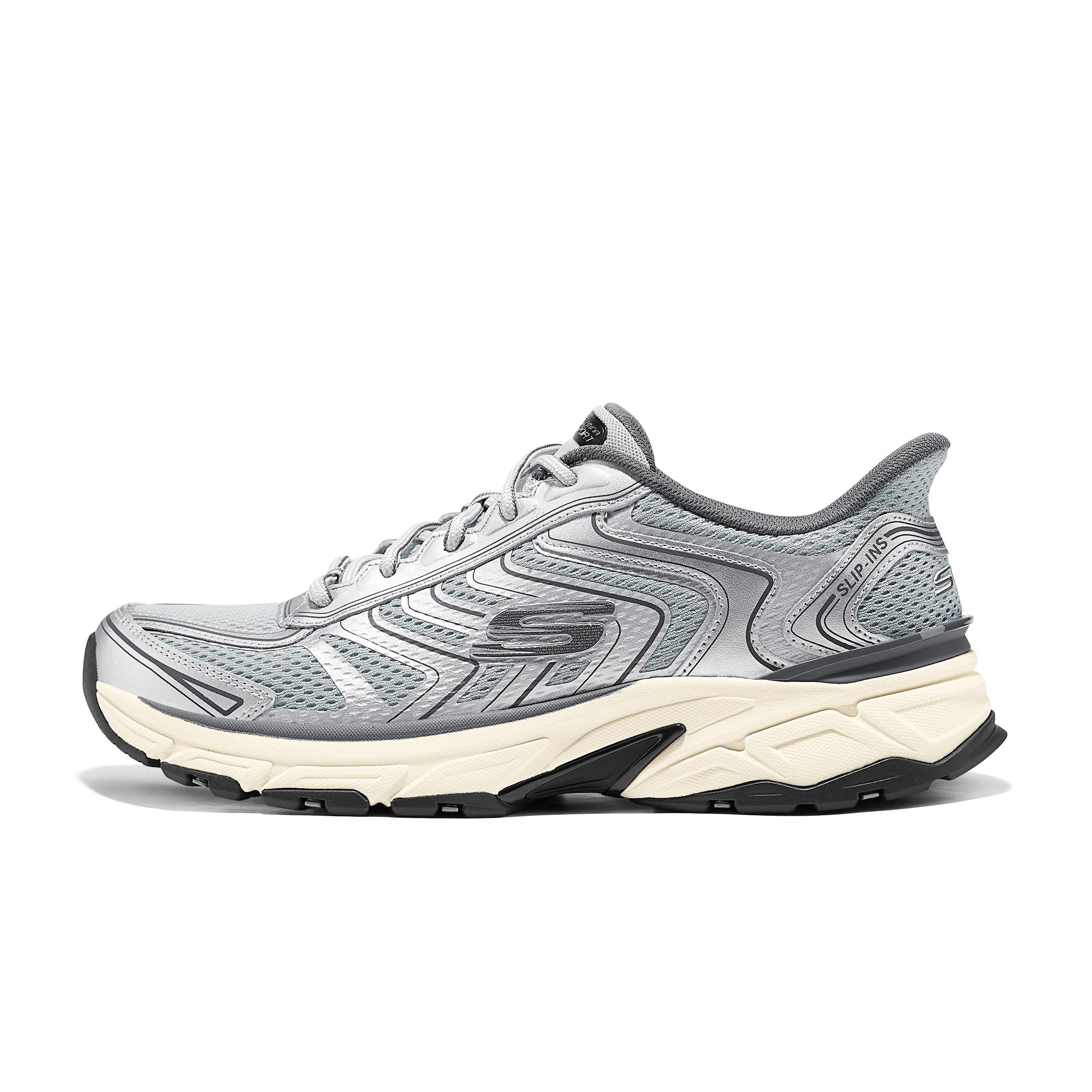 Skechers Silver Wing Slip-On Shoes Summer Retro Comfortable Casual Sports Thick Sole Men sneaker 233150-SLGY 39.5