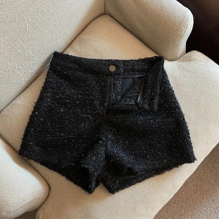 Women's Fall and Winter Tweed High-waisted Shorts Small Temperament Casual Pants