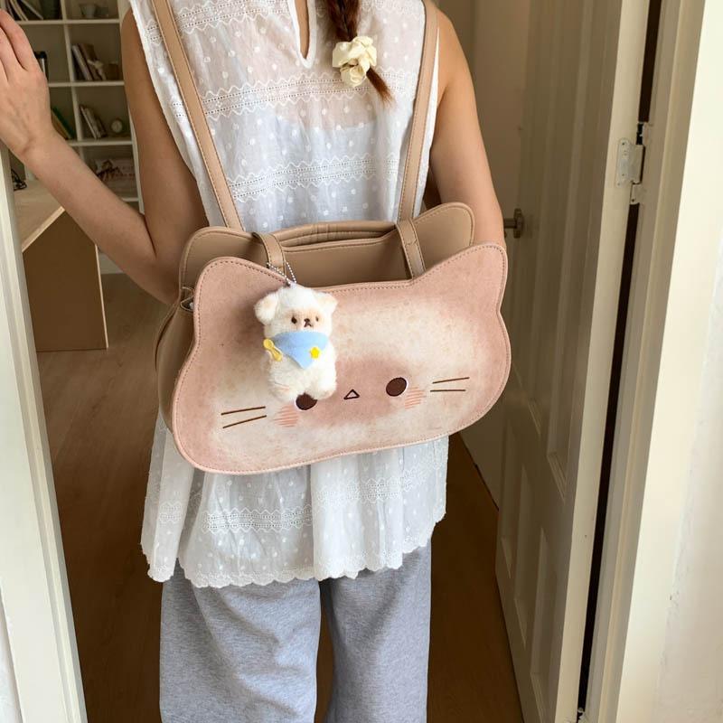 Stylish Large-capacity Underarm Bag Female New Cute Cartoon Cat Tote Bag Multi-functional Backpack