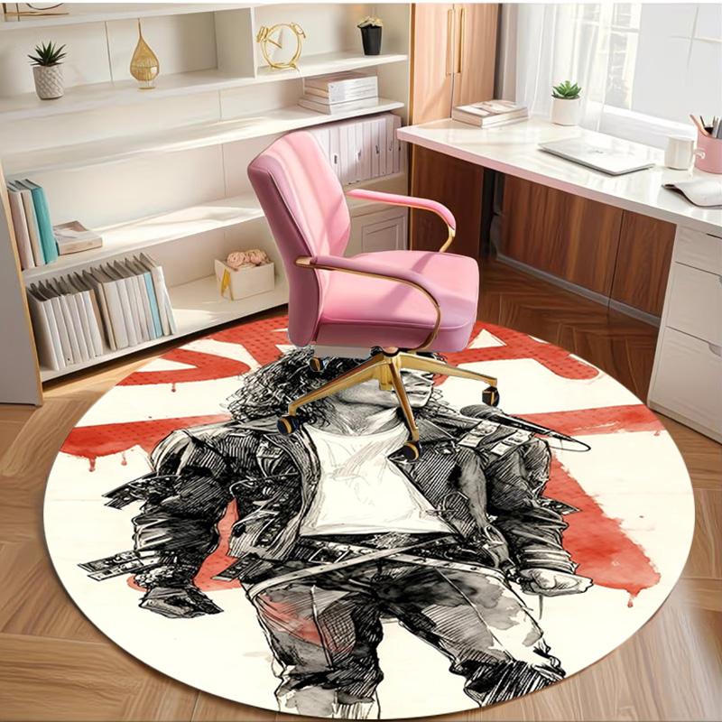 Michael Jackson Print Round Rug, Washable Floor Carpet, For Entryway Dorm Laundry Room Office Study, Home Decor Birthday Christmas Gift