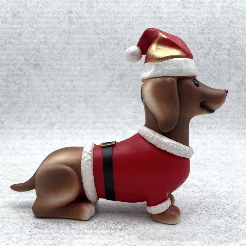 8Inch Christmas Dog Figurine Durable Resin Decoration For Mantels Display Holiday Gift Dog Lover