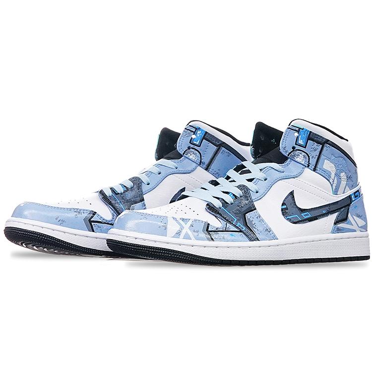Jordan Air Jordan 1 Mid Island Green Mid top Vintage Basketball Shoes Men's Haze Gray 554724-132(TeamT-)