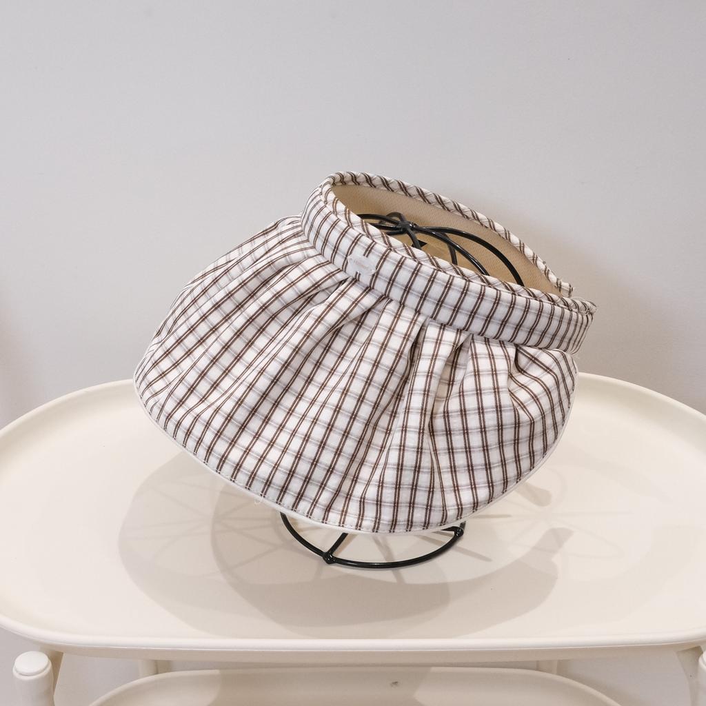 New Plaid Big Brim Sweet Sunscreen Empty Top Hat Women's Summer Outdoor Cycling Breathable Anti-ultraviolet Sun Hat Tide