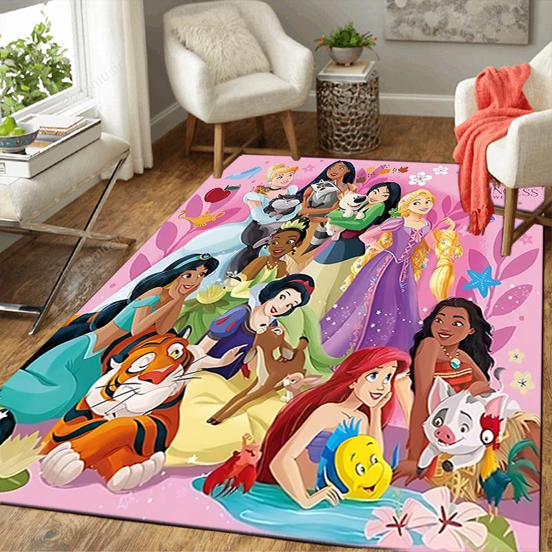 1Pc Disney Princess Collection Printed Flannel Rug Soft Non Slip Carpet for Bedroom Living Room Office Floor Outdoor Home Decor Xmas Gift Q173