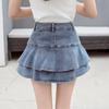Jupe Vintage Denim Mini Skirts Women Summer Sexy Solid Color Ball Gown Skirts Jeans Female Casual Pocket Slim A-line Mini Skirts Pleated Skirt