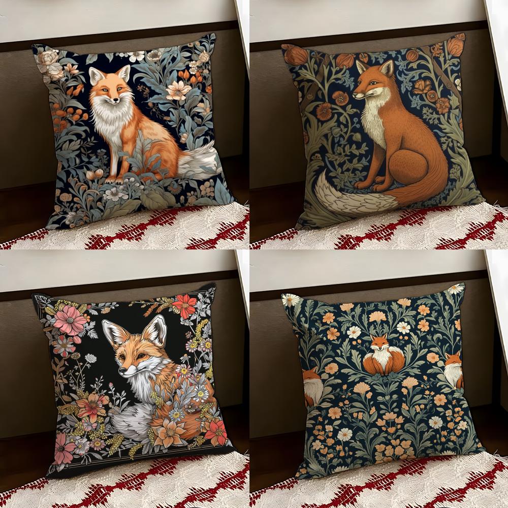 WWilliam MMorris Art Fox Cushion Cover Reversible Soft Durable Pillow Cover Home Car MultiScene Use for Daily Comfort