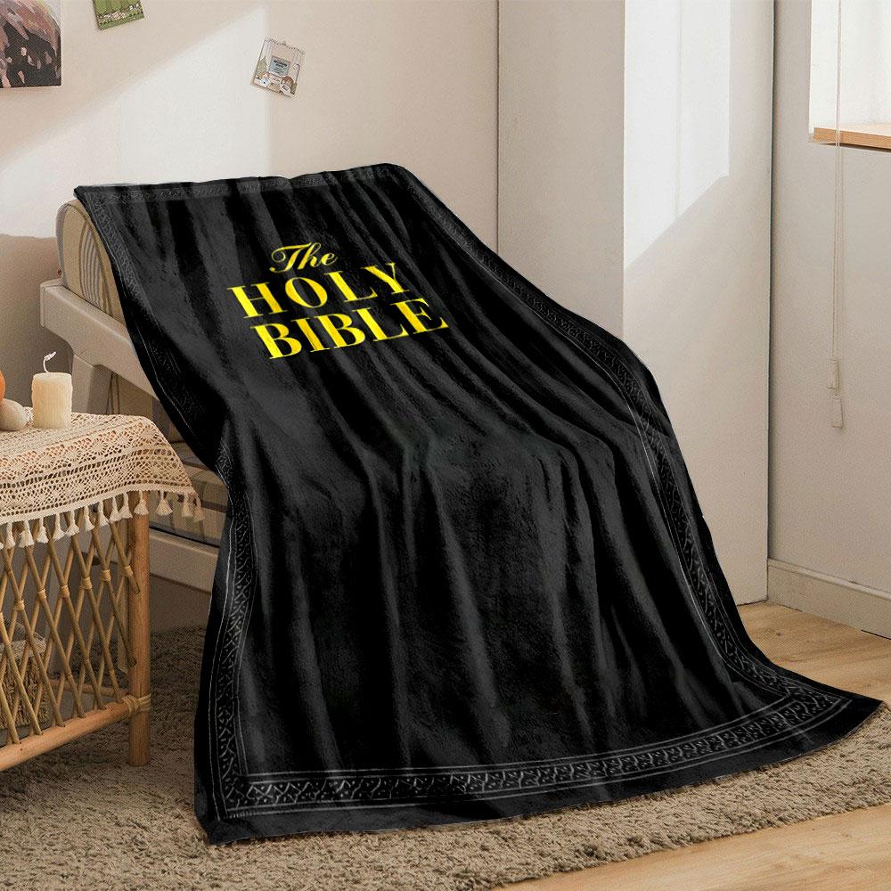 

1PC HOLY BIBBLE knight pattern Print FlAannel Blanket, High quality Comfortable for All Seasons, Home Decor, Warmth and Comfort 80cm x 120cm