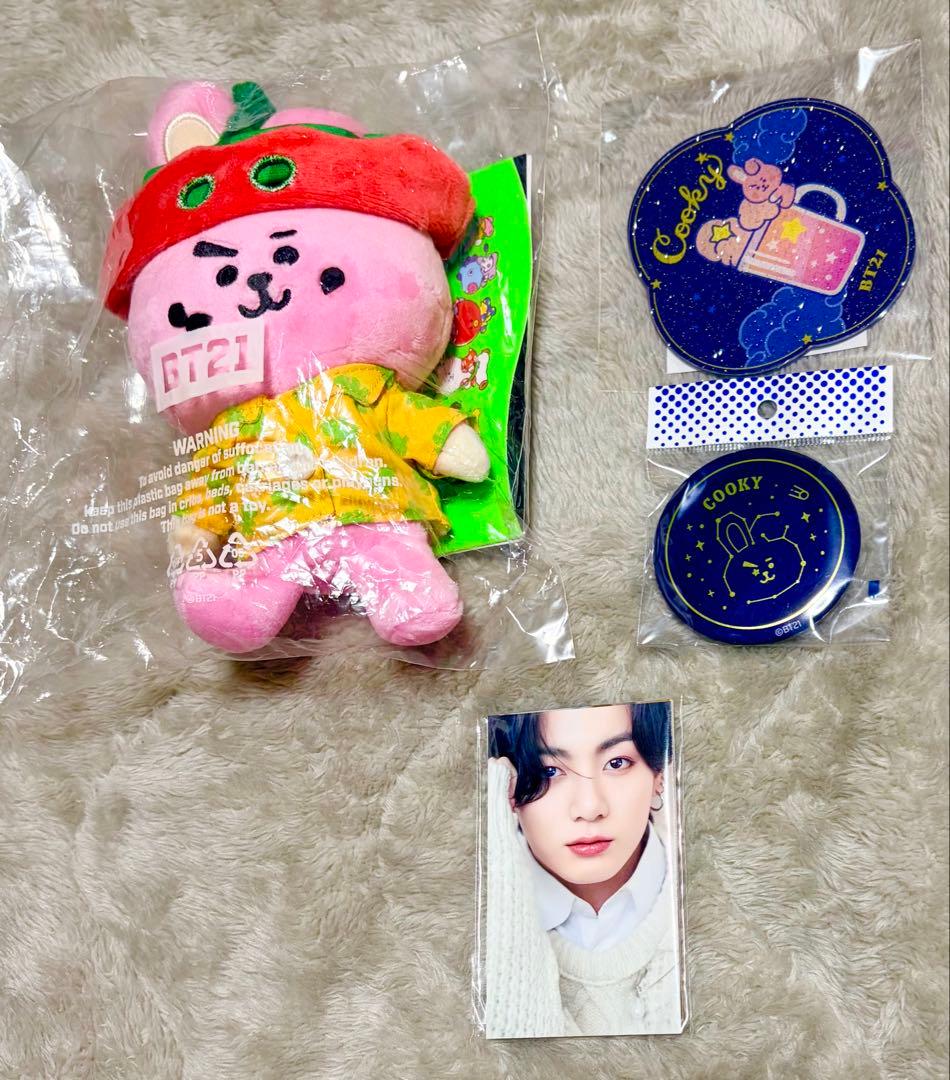 [USED] BT21 Jungkook COOKY Plush Toy, Photocard, Merchandise, Pin Badge, BTS