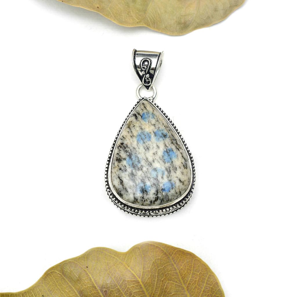 K2 Azurite Gemstone Pendant Gemstone : 925 Sterling Silver Handmade Jewelry Pendant