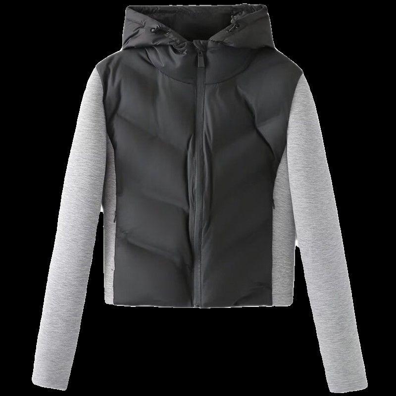 2024 Spring New Lightweight Line Slim Fit Patchwork Hood Cotton-padded Jacket Jacket Women 8073205 800