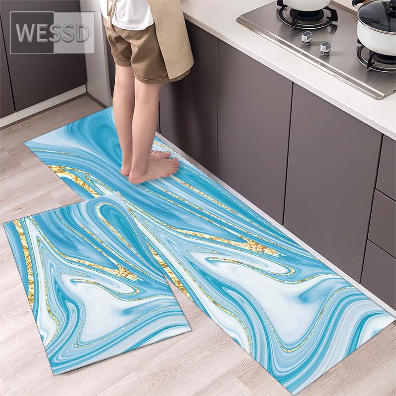 Non-slip Washable Kitchen Mats Set 2 Pieces Modern Floor Mat Home Black Rug For Living Room Bedside Mat